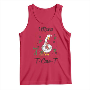 Merry F Caw F Duck Sarcastic Joke Gift Tank Top Funny Christmas Gift TS12 Red Print Your Wear