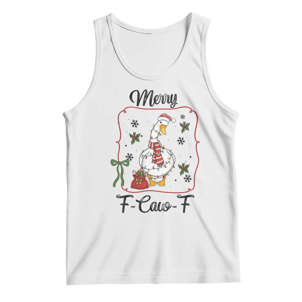 Merry F Caw F Duck Sarcastic Joke Gift Tank Top Funny Christmas Gift TS12 White Print Your Wear