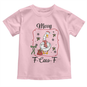Merry F Caw F Duck Sarcastic Joke Gift Toddler T Shirt Funny Christmas Gift TS12 Light Pink Print Your Wear