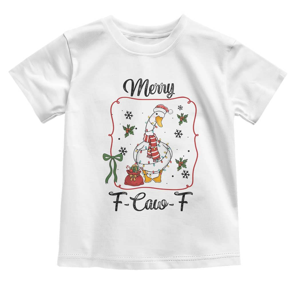 Merry F Caw F Duck Sarcastic Joke Gift Toddler T Shirt Funny Christmas Gift TS12 White Print Your Wear