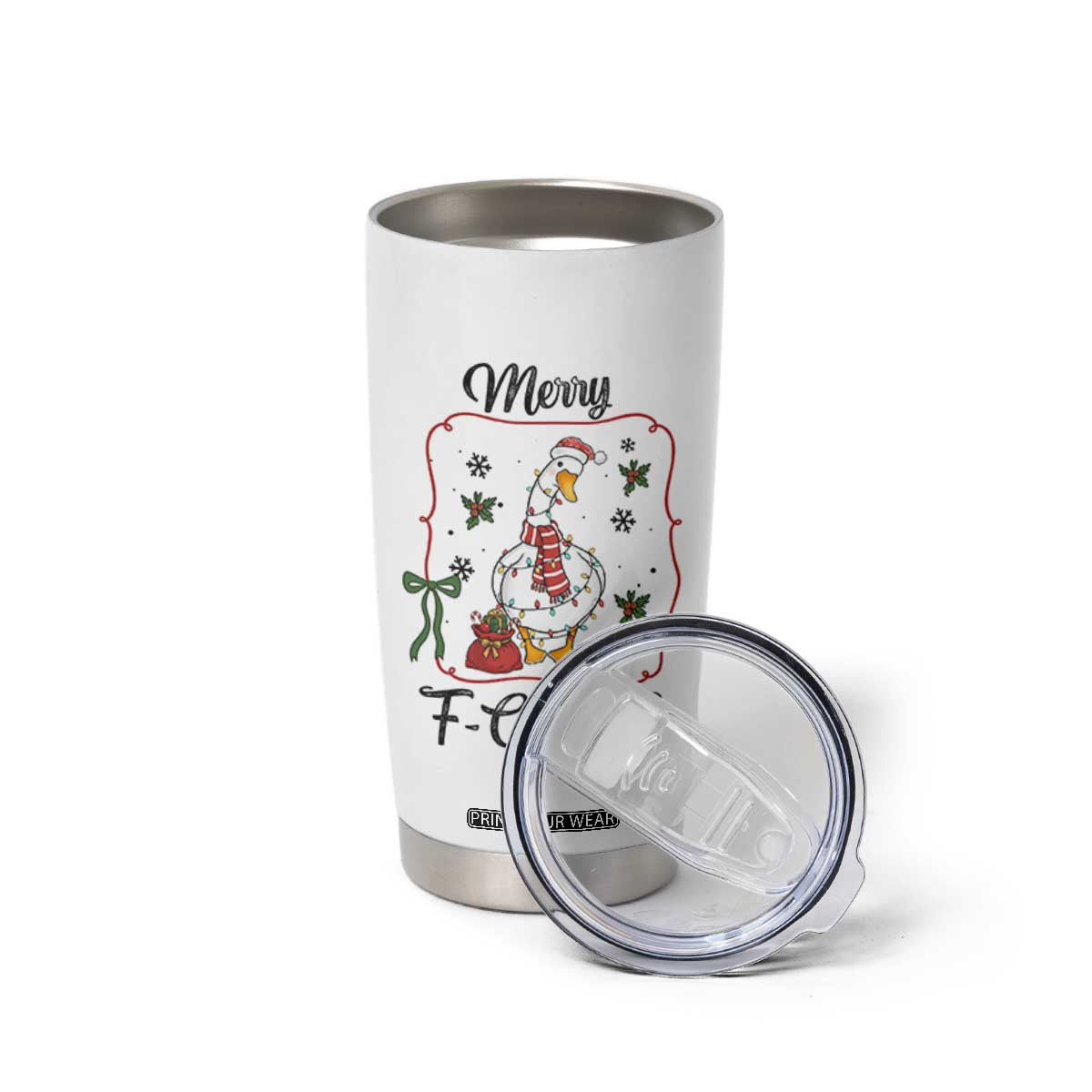 Merry F Caw F Duck Sarcastic Joke Gift Tumbler Cup Funny Christmas Gift TS12 Print Your Wear