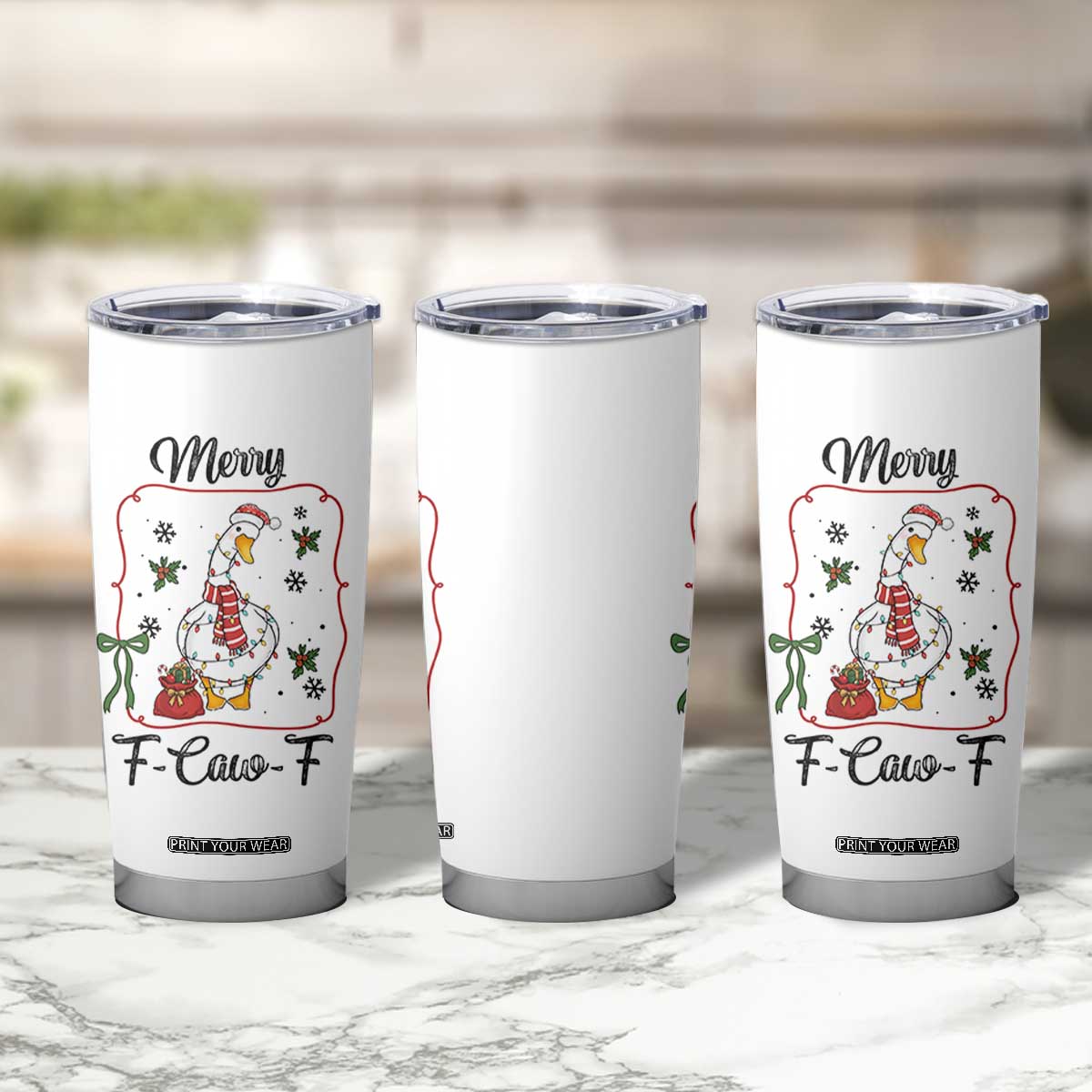 Merry F Caw F Duck Sarcastic Joke Gift Tumbler Cup Funny Christmas Gift TS12 Print Your Wear