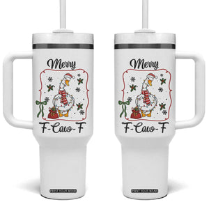 Merry F Caw F Duck Sarcastic Joke Gift Tumbler With Handle Funny Christmas Gift - Print Your Wear