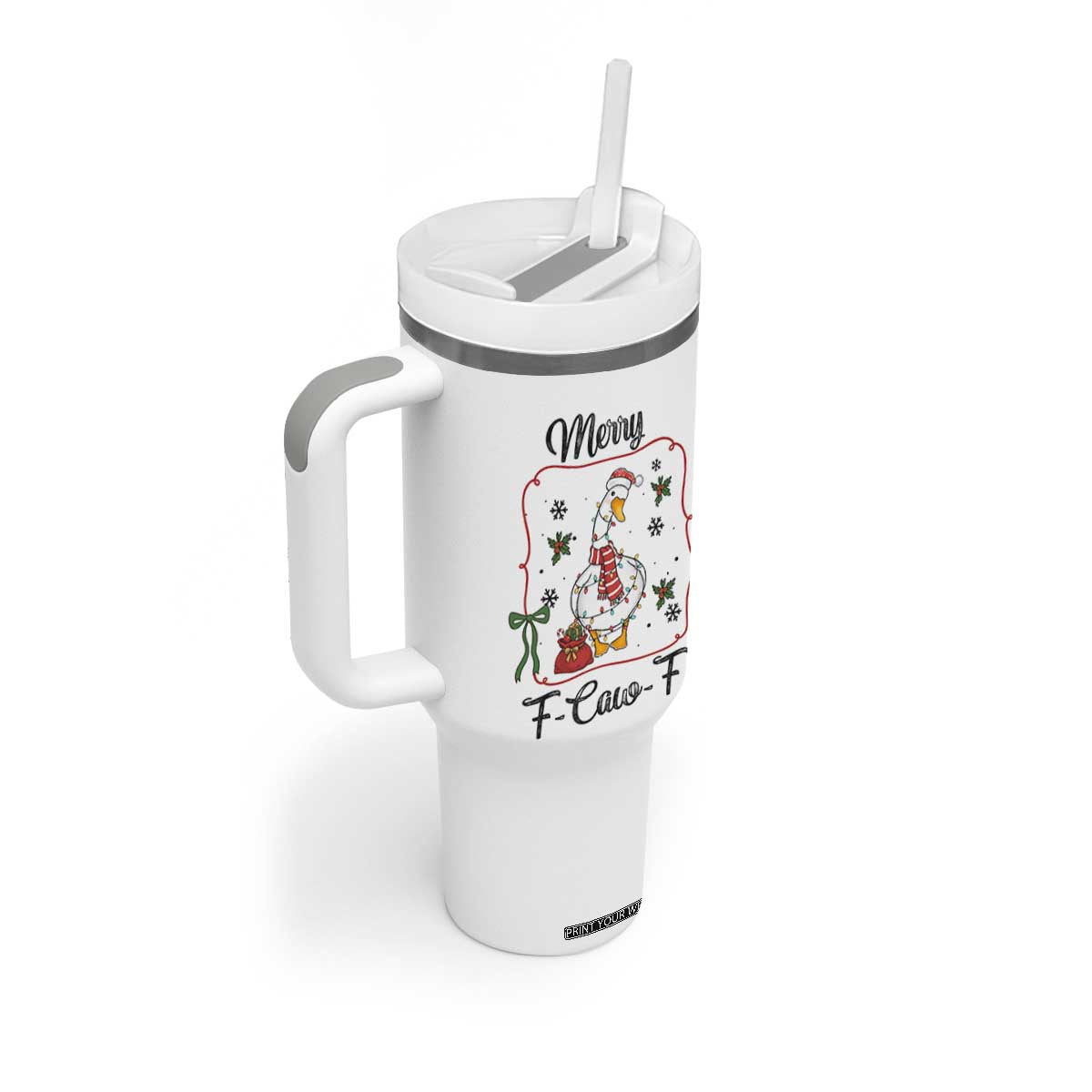 Merry F Caw F Duck Sarcastic Joke Gift Tumbler With Handle Funny Christmas Gift TS12 Print Your Wear