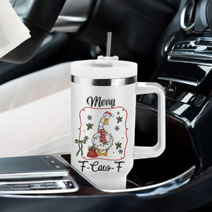 Merry F Caw F Duck Sarcastic Joke Gift Tumbler With Handle Funny Christmas Gift - Print Your Wear