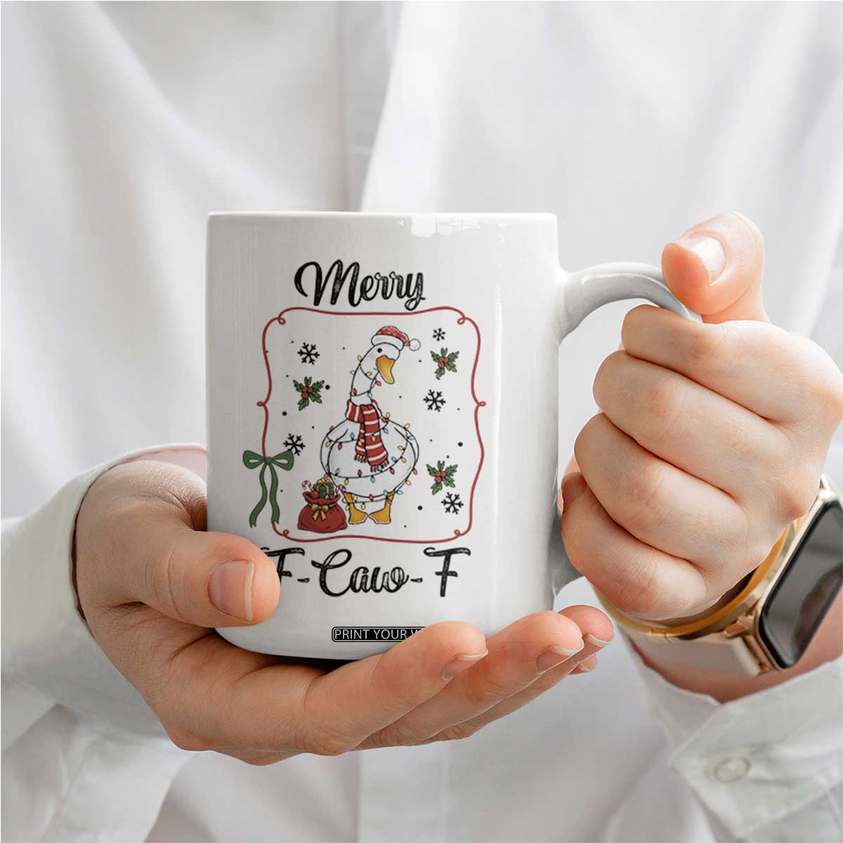Merry F Caw F Duck Sarcastic Joke Gift Coffee Mug Funny Christmas Gift - Print Your Wear