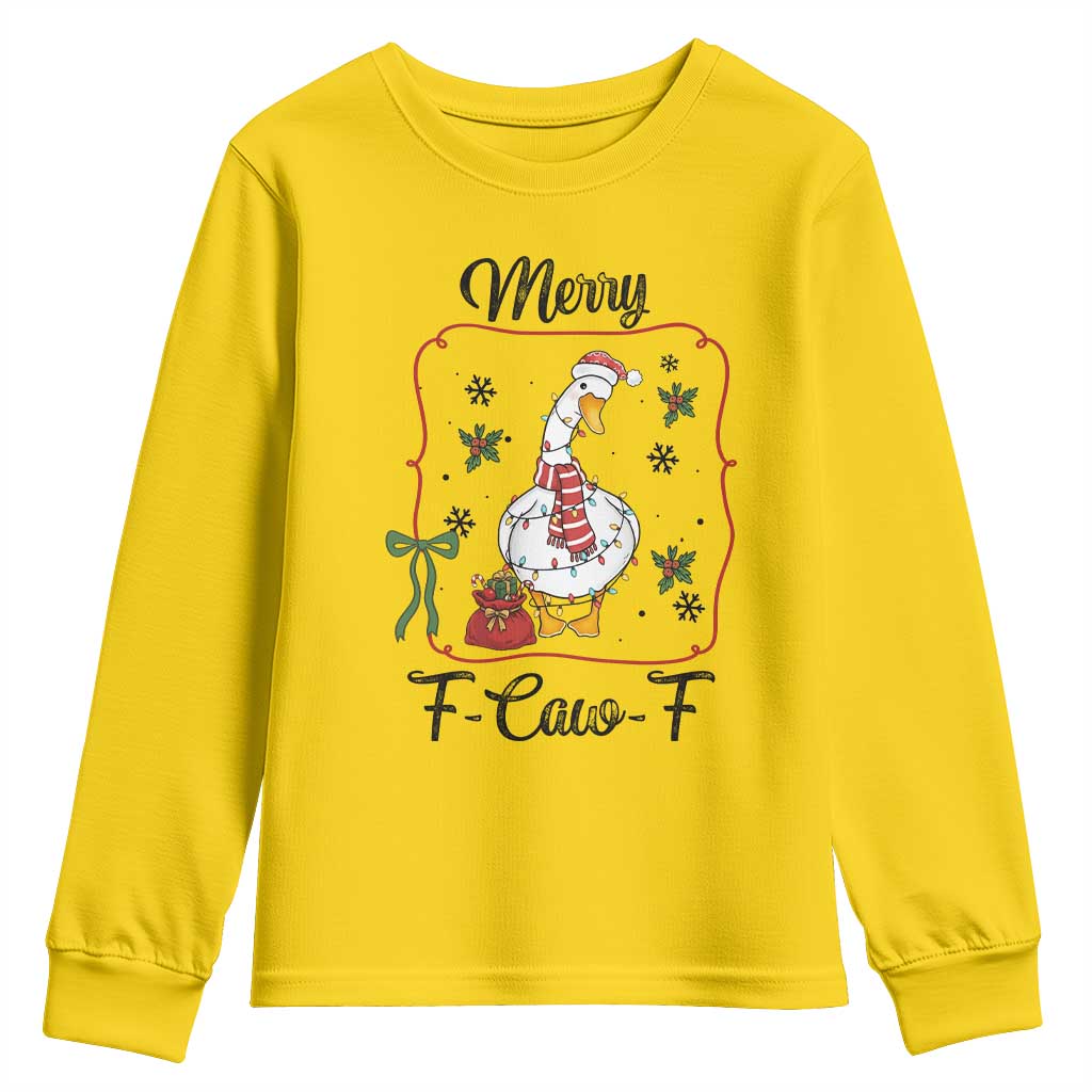 Merry F Caw F Duck Sarcastic Joke Gift Youth Sweatshirt Funny Christmas Gift TS12 Daisy Print Your Wear
