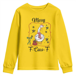 Merry F Caw F Duck Sarcastic Joke Gift Youth Sweatshirt Funny Christmas Gift TS12 Daisy Print Your Wear