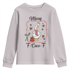 Merry F Caw F Duck Sarcastic Joke Gift Youth Sweatshirt Funny Christmas Gift TS12 Ice Gray Print Your Wear
