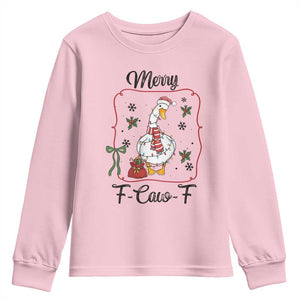 Merry F Caw F Duck Sarcastic Joke Gift Youth Sweatshirt Funny Christmas Gift TS12 Light Pink Print Your Wear