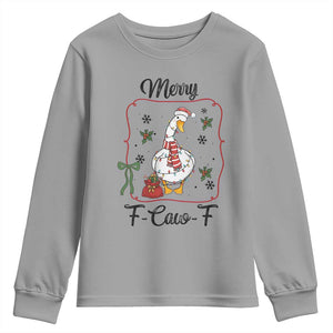 Merry F Caw F Duck Sarcastic Joke Gift Youth Sweatshirt Funny Christmas Gift TS12 Sport Gray Print Your Wear