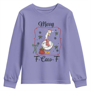 Merry F Caw F Duck Sarcastic Joke Gift Youth Sweatshirt Funny Christmas Gift TS12 Violet Print Your Wear