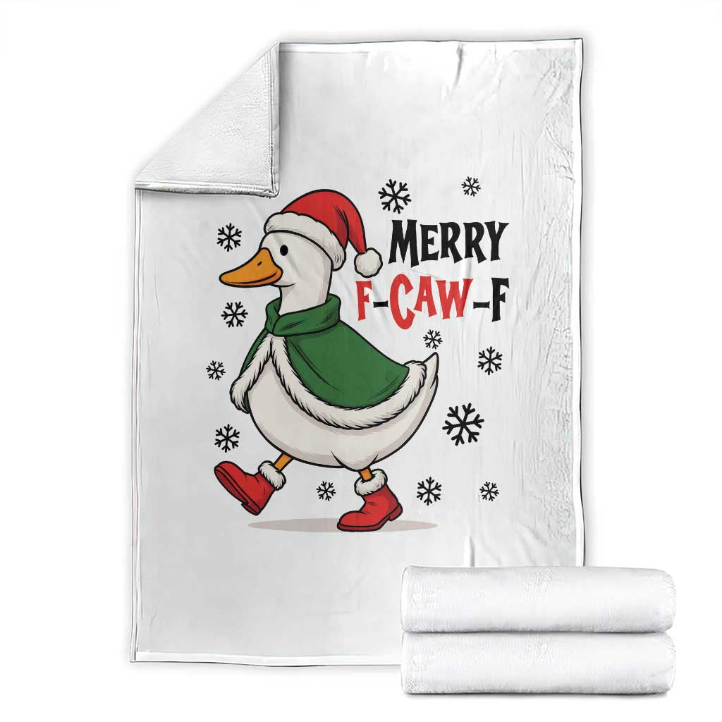 Merry F Caw F Duck Lover Throw Blanket Funny Christmas Gift TS12 White Print Your Wear