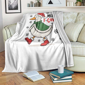 Merry F Caw F Duck Lover Throw Blanket Funny Christmas Gift - Print Your Wear