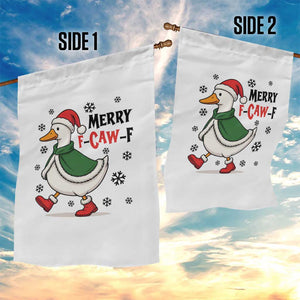 Merry F Caw F Duck Lover Garden Flag Funny Christmas Gift - Print Your Wear
