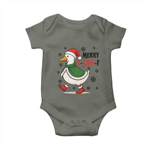 Merry F Caw F Duck Lover Baby Onesie Funny Christmas Gift TS12 Military Green Print Your Wear
