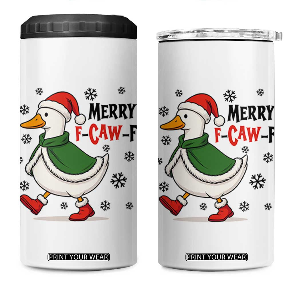 Merry F Caw F Duck Lover 4 in 1 Can Cooler Tumbler Funny Christmas Gift - Print Your Wear
