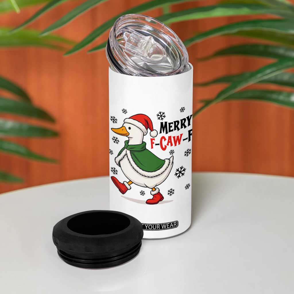 Merry F Caw F Duck Lover 4 in 1 Can Cooler Tumbler Funny Christmas Gift TS12 Print Your Wear
