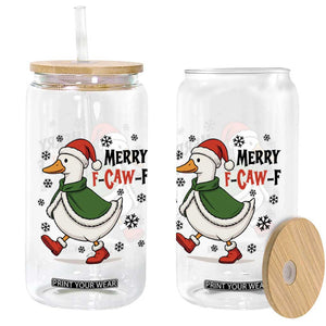 Merry F Caw F Duck Lover Glass Can Funny Christmas Gift - Print Your Wear