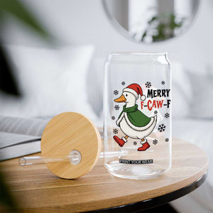 Merry F Caw F Duck Lover Glass Can Funny Christmas Gift - Print Your Wear