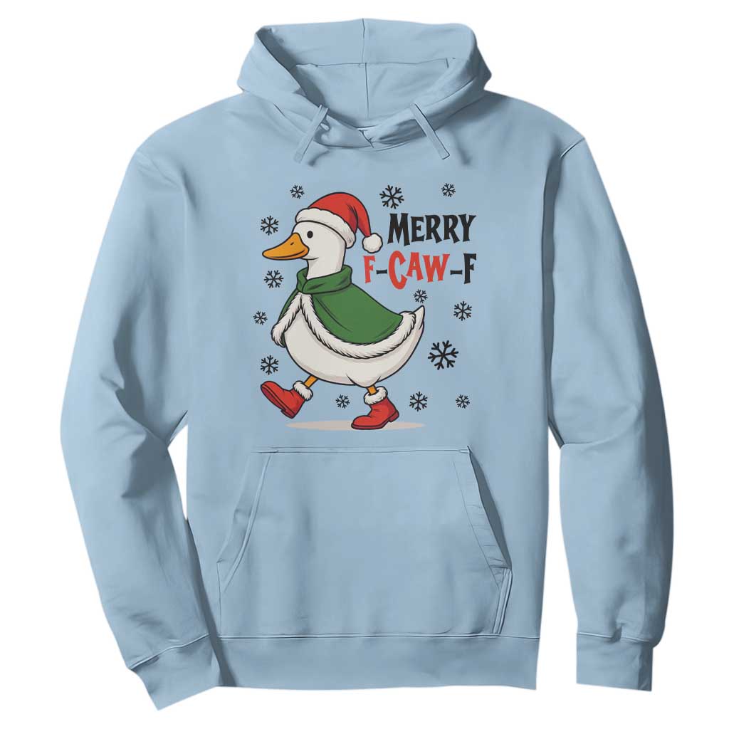 Merry F Caw F Duck Lover Hoodie Funny Christmas Gift TS12 Light Blue Print Your Wear