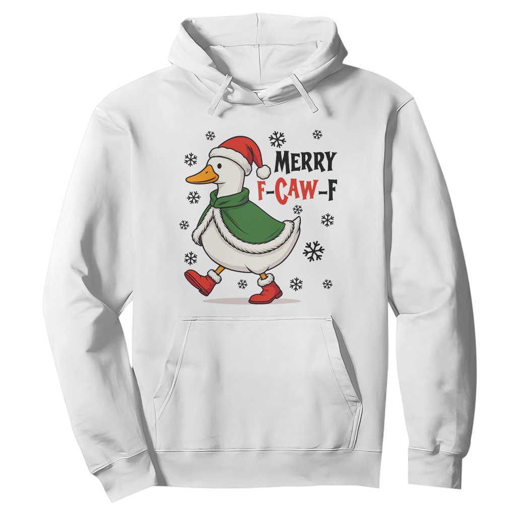 Merry F Caw F Duck Lover Hoodie Funny Christmas Gift TS12 White Print Your Wear