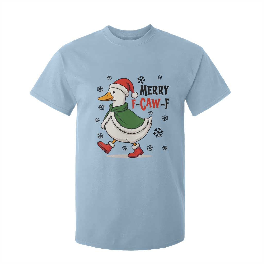 Merry F Caw F Duck Lover T Shirt For Kid Funny Christmas Gift TS12 Light Blue Print Your Wear
