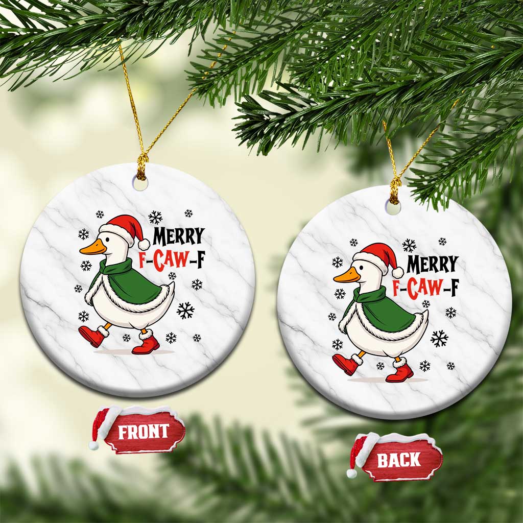 Merry F Caw F Duck Lover Ceramic Ornament Funny Xmas Gift TS12 1pc White Marble Print Your Wear