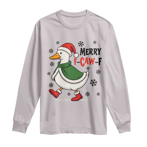 Merry F Caw F Duck Lover Long Sleeve Shirt Funny Christmas Gift TS12 Ice Gray Print Your Wear