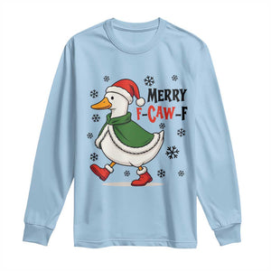 Merry F Caw F Duck Lover Long Sleeve Shirt Funny Christmas Gift TS12 Light Blue Print Your Wear