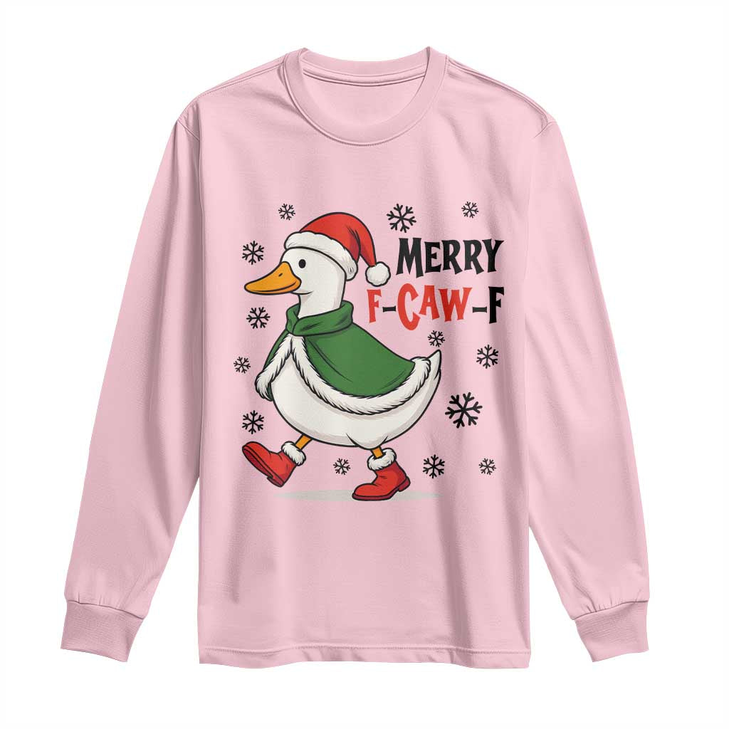 Merry F Caw F Duck Lover Long Sleeve Shirt Funny Christmas Gift TS12 Light Pink Print Your Wear