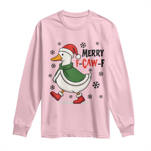 Merry F Caw F Duck Lover Long Sleeve Shirt Funny Christmas Gift TS12 Light Pink Print Your Wear