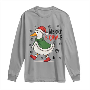 Merry F Caw F Duck Lover Long Sleeve Shirt Funny Christmas Gift TS12 Sport Gray Print Your Wear