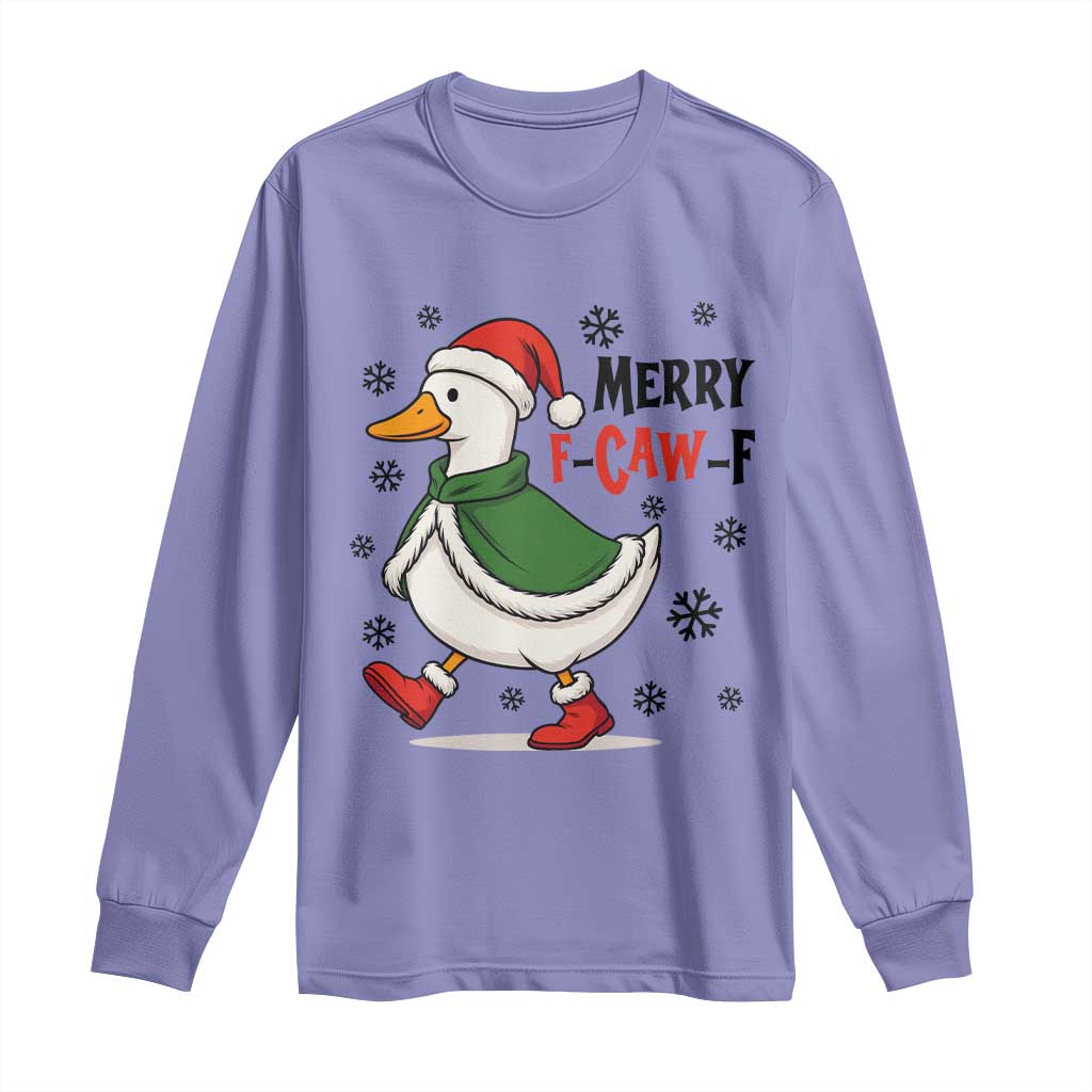 Merry F Caw F Duck Lover Long Sleeve Shirt Funny Christmas Gift TS12 Violet Print Your Wear