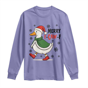 Merry F Caw F Duck Lover Long Sleeve Shirt Funny Christmas Gift TS12 Violet Print Your Wear