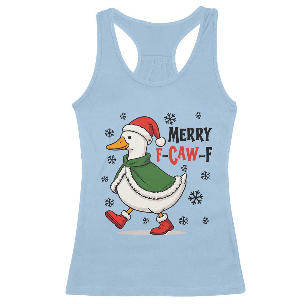 Merry F Caw F Duck Lover Racerback Tank Top Funny Christmas Gift TS12 Light Blue Print Your Wear