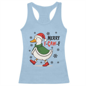 Merry F Caw F Duck Lover Racerback Tank Top Funny Christmas Gift TS12 Light Blue Print Your Wear