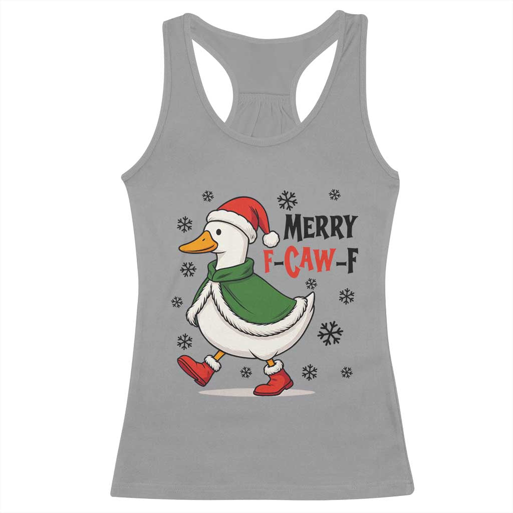 Merry F Caw F Duck Lover Racerback Tank Top Funny Christmas Gift TS12 Sport Gray Print Your Wear