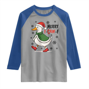 Merry F Caw F Duck Lover Raglan Shirt Funny Christmas Gift - Print Your Wear