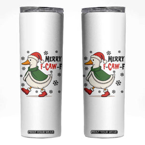 Merry F Caw F Duck Lover Skinny Tumbler Funny Christmas Gift - Print Your Wear