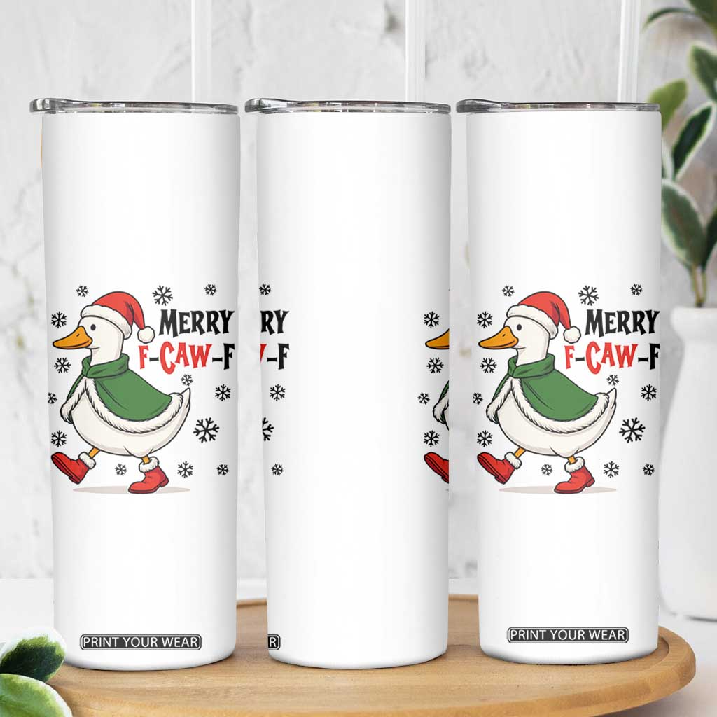 Merry F Caw F Duck Lover Skinny Tumbler Funny Christmas Gift - Print Your Wear