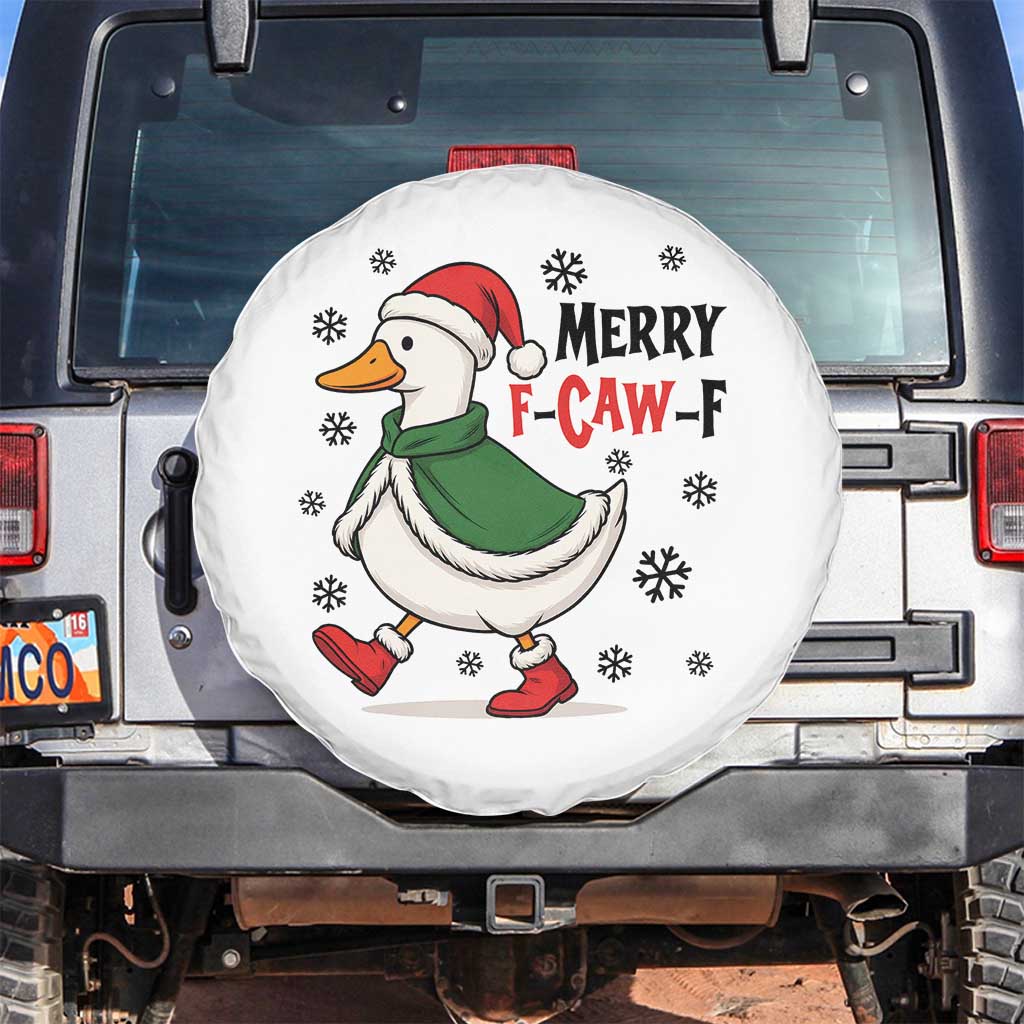 Merry F Caw F Duck Lover Spare Tire Cover Funny Christmas Gift - Print Your Wear