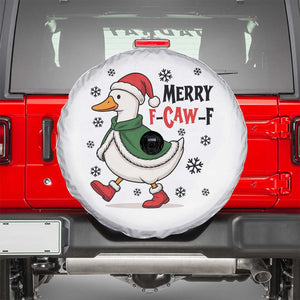 Merry F Caw F Duck Lover Spare Tire Cover Funny Christmas Gift - Print Your Wear