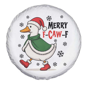 Merry F Caw F Duck Lover Spare Tire Cover Funny Christmas Gift - Print Your Wear