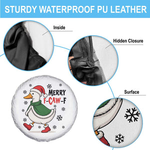 Merry F Caw F Duck Lover Spare Tire Cover Funny Christmas Gift - Print Your Wear