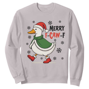 Merry F Caw F Duck Lover Sweatshirt Funny Christmas Gift TS12 Ice Gray Print Your Wear