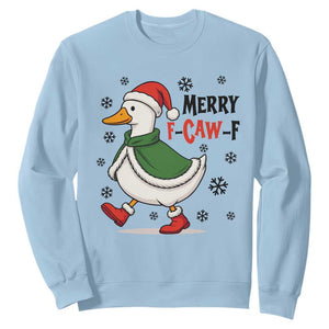 Merry F Caw F Duck Lover Sweatshirt Funny Christmas Gift TS12 Light Blue Print Your Wear