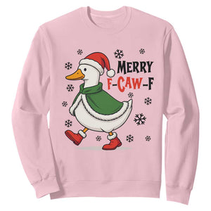Merry F Caw F Duck Lover Sweatshirt Funny Christmas Gift TS12 Light Pink Print Your Wear