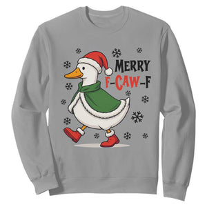 Merry F Caw F Duck Lover Sweatshirt Funny Christmas Gift TS12 Sport Gray Print Your Wear