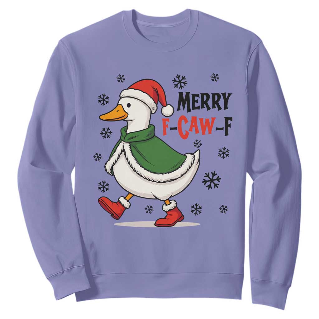 Merry F Caw F Duck Lover Sweatshirt Funny Christmas Gift TS12 Violet Print Your Wear